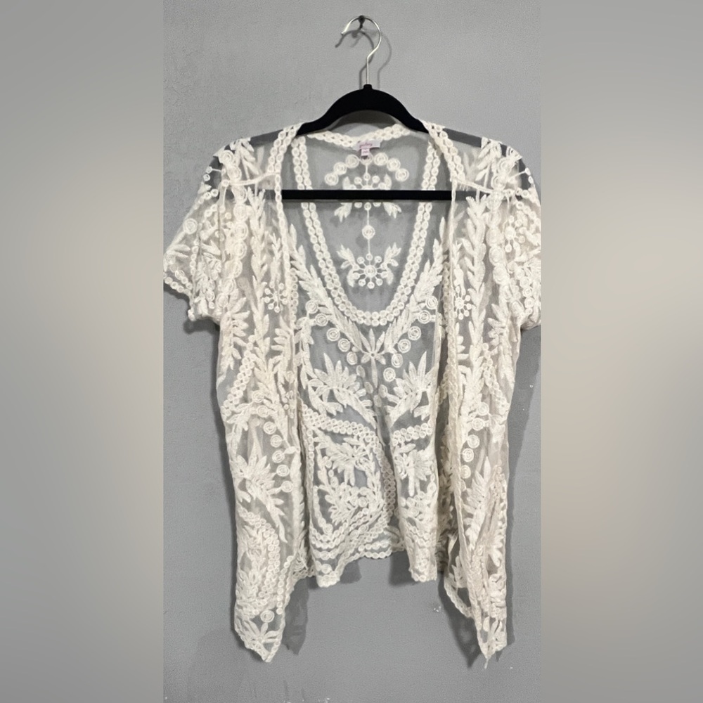 Pixley Lace Crochet Cardigan, Size M.